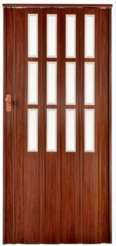 Standom Falttür Schiebetür Mahagoni mit Fenster und Schloss, H.203cm - Elegante Falttür aus Mahagoni mit integriertem Fenster und sicherem Schloss. Ideal für Räume mit begrenztem Platz, einfach zu montieren und optisch ansprechend.