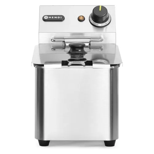 Hendi Fritteuse KitchenLine 205808, 3000 Watt, Edelstahl - Fritteuse mit 4 Liter Fassungsvermögen, ideal für bis zu 1,5 kg Lebensmittel. Kaltzonen-Technologie verhindert das Verbrennen von Frittiergut, für perfekte Ergebnisse.