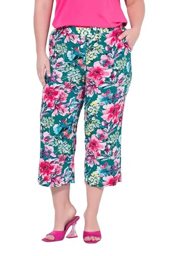 MIAMODA Damen große Größen Übergrößen Plus Size Culotte, weites Bein, Blumenmuster amazonen Stein 46 841492458-46