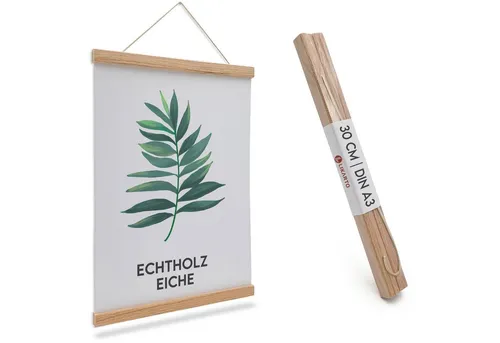 Likarto Bilderrahmen Premium-Posterleiste in DIN A4 bis DIN A1 aus Echtholz, Posteraufhänger, Magnetische Leisten, Klemmschienen, Bilder aufhängen