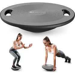 Hop-Sport Balance Board aus Kunststoff - 150 kg Belastbarkeit, rutschfestes Wackelbrett mit Griffen, Gleichgewichtstrainer für Physiotherapie, ø ... - Grau