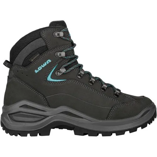 Lowa Renegade EVO GTX Mid Ws W - Damen Hikingschuhe in Asphalt/Türkis, 37 EU - Wanderschuhe für Damen, ideal für aktive Alltagsabenteuer und spontane Touren, mit zeitlos-frischer Optik und höchstem Geh- und Tragekomfort.
