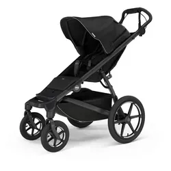 Thule Jogger Urban Glide 4-Wheel, Schwarz, Textil, 35x62x91 cm, Feststellbremse, Fußstütze abklappbar, Federung, 5-Punkte-Gurt, Handbremse, für Babyschale geeignet, Reflektorstreifen, abnehmbarer Schutzbügel, Baby on Tour, Kinderwagen, Sport-Kinderwagen