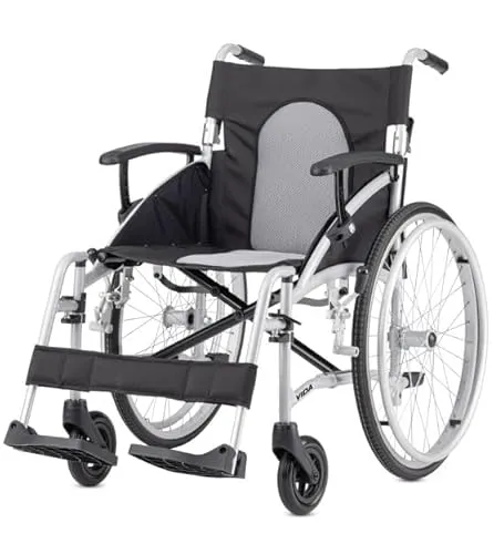 Transportrollstuhl BISCHOFF & BISCHOFF "Vida 22" - Grau - Behinderten-Bedarf: Faltbarer Transportrollstuhl mit nur 11 kg, ideal für Reisen und Mobilität unterwegs – passt in fast jeden Kofferraum.