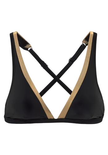 LASCANA Triangel-Bikini-Top Elodie - Neckholder-Bikini mit herausnehmbaren Softcups und verstellbaren Trägern für individuellen Tragekomfort, aus umweltfreundlichem Recycling-Polyamid in elegantem Schwarz-Gold.