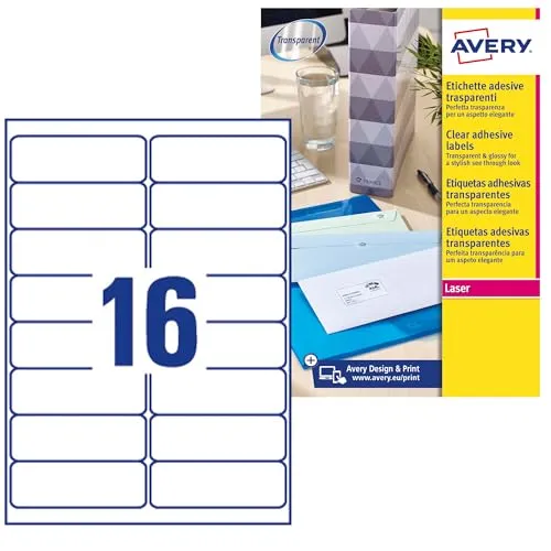 Avery - L7562-25 - ETICHETTE PER INDIRIZZI 99 1X33 9 - ETICHETTE X FOGLIO N 16 (25FF.) LASER (CONF.D