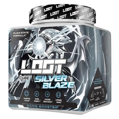 LOOT Game Booster | Konzentration, Ausdauer, Reaktionsfähigkeit | 50 Servings (400g) mit Koffein & 20 einzigartigen Inhaltsstoffen | Flow-State Formel | Silver Blaze