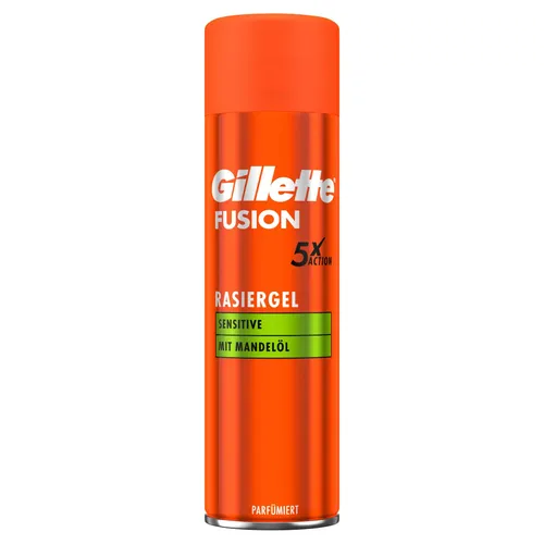 Gillette Fusion5 Sensitive Rasiergel 200ml - Rasiergel für empfindliche Haut mit Mandelöl, sorgt für eine gründliche und sanfte Rasur - ideal für deinen besten Look.