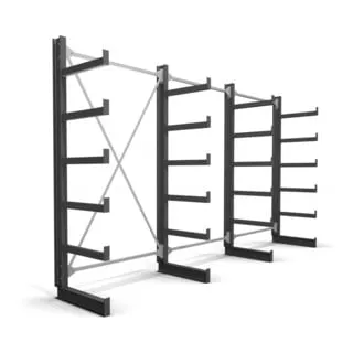 STIER Kragarmregal einseitig, 3 Felder, 5 Ebenen - Lagerregal mit 200kg Tragkraft pro Kragarm, ideal für die sichere Lagerung von schweren Gütern wie Profilen und Rohren. Made in Germany für höchste Qualität und Stabilität.