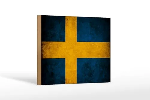 FEMER Holzschild Flagge 18x12cm Schweden Fahne