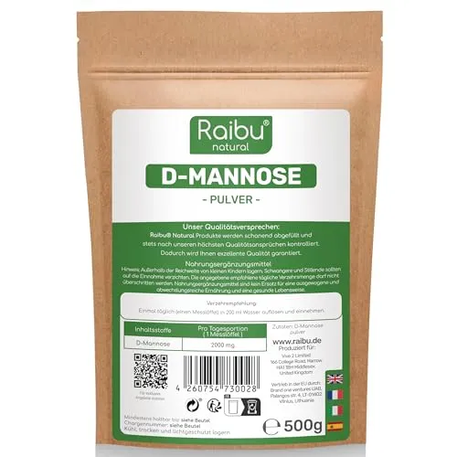 D-Mannose Pulver - 500g - Natürlich, Vegan & Laborgeprüft - Entdecken Sie unser D-Mannose Pulver von Raibu, das in Deutschland abgefüllt wird. Frei von Zusatzstoffen und mit geprüfter Qualität, ist es die perfekte Ergänzung für Ihre tägliche Routine.