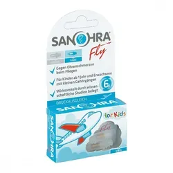 Sanohra fly Ohrenschutz für Kinder - Gehörschutz für Kinder, ideal für Flugreisen, sorgt für einen sanften Druckausgleich und schützt das empfindliche Gehör.