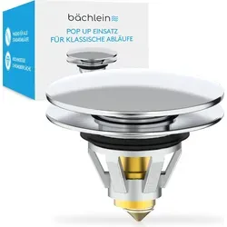 Bächlein Waschbeckenstöpsel Pop-Up (Chrom) - Waschbeckenstöpsel mit integriertem Haarsieb, ideal für Abläufe Ø 40 mm, sorgt für reibungslosen Wasserfluss und reduziert Reinigungsaufwand.