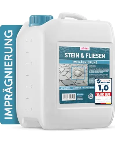 PLINTEX® Steinimprägnierung 5 L - Universelle Steinversiegelung für Innen & Außen - Klebemittel & Dichtstoffe – PLINTEX Steinimprägnierung schützt Naturstein, Beton und Pflasterstein porentief vor Wasser und Schmutz mit langanhaltender Wirkung bis zu 5 Jahre.
