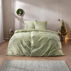 Estella Bettwäsche Atelier, Grün, 155x220 cm - Hochwertige Flanell-Bettwäsche in Grün, OEKO-TEX®-zertifiziert und hautfreundlich. Ideal für gemütliche Nächte im Winter, pflegeleicht und allergikergeeignet.