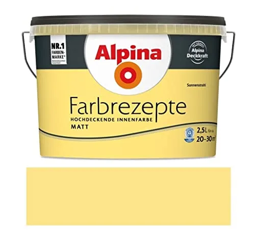 Alpina Farbrezepte Innenfarbe – Sonnenstrahl matt - Farben für einzigartige Raumstimmungen, atmungsaktiv und tropfgehemmt – ideal für kreative Wandgestaltungen.