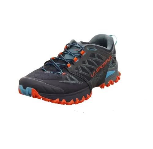 La Sportiva Bushido III Wide Deep Sea/Cherry Tomato (45,5) - Hochwertige Laufschuhe für maximale Performance - Laufschuhe mit neuer weiten Passform, atmungsaktivem Design und hervorragendem Grip für alle Terrainarten. Ideal für anspruchsvolle Läufer!