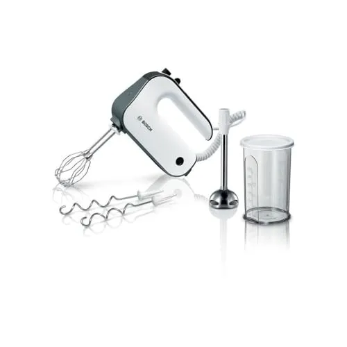 Bosch Handrührer Styline MFQ49700 - 850 W Leistung - Handmixer mit 5 Stufen und 850 W für müheloses Rühren und Kneten. Inklusive 2 Edelstahl-Rührbesen und Knethaken, spülmaschinengeeignet für einfache Reinigung.