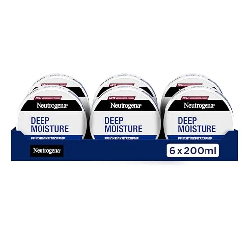 Neutrogena Deep Moisture Körpercreme 6x200 ml, nicht fettende Feuchtigkeitscreme mit 10 Prozent Glycerin und Pro-Ceramide Technologie für 72h intensive Feuchtigkeit, Hautpflege Creme für trockene Haut