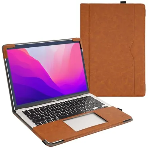 TYTX Lederhülle Kompatibel mit MacBook Pro 13 Zoll M2/M1 (2022-2016) A2338/A1989/A1706/A1708/A2159/A2289/A2251, Laptop-Hülle Folio Book Schutzhülle Case Cover, Braun