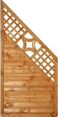 Zaun Abschlusselement Konsta Livia 90 x 180/90 kirschbaum - Gestalten Sie Ihren Garten mit dem Sichtschutzzaun „Livia“! Modernes Design und hochwertige Verarbeitung bieten jahrelange Freude. Die farbigen Lasuren schützen das Holz und setzen optische Akzente.