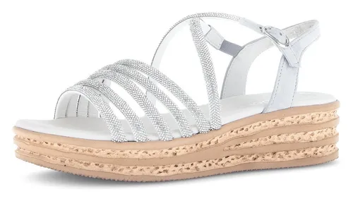GABOR Keilsandalette für Damen, Gr. 38, grau - Modische Riemchensandale aus Ziegenveloursleder mit Best Fitting-Ausstattung für optimalen Tragekomfort, ideal für den Sommer!