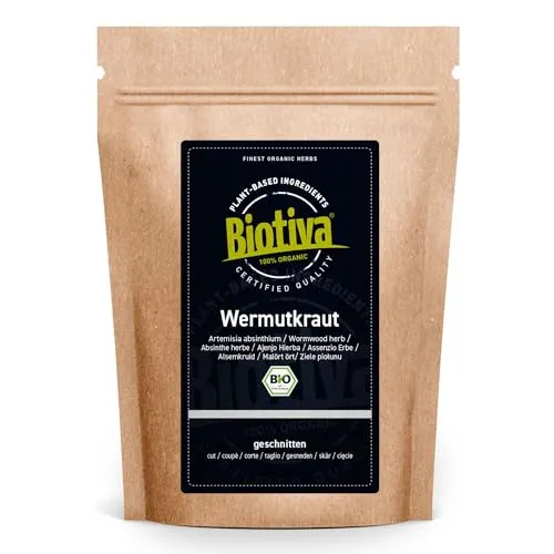 Wermutkraut Tee Bio 1kg (2x500g) - Wermuttee - Artemisia Absinthium - 100% pur - Abgefüllt und kontrolliert in Deutschland - Biotiva