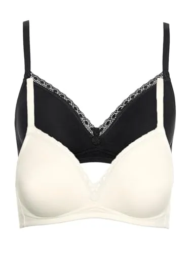 Lisca Soft-BH 2er Pack Ines - Bequeme Eleganz für jeden Tag - Entdecken Sie den 2er Pack Soft BHs von Lisca mit nahtlos vorgeformten Cups und dekorativer Spitze. Ideal für ständigen Komfort und modische Akzente. Verstellbare Träger sorgen für perfekten Sitz.