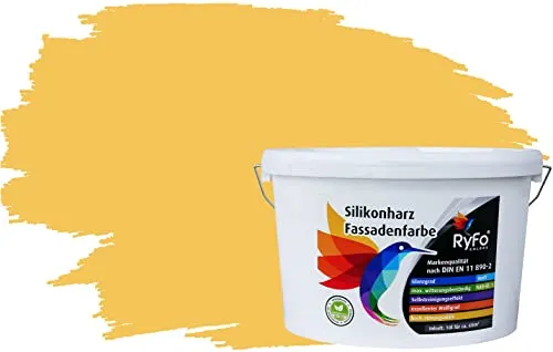 RyFo Colors Silikonharz Fassadenfarbe Lotuseffekt Trend Maisgelb 10l - Hochwertige Fassadenfarbe mit Lotuseffekt für brillante Farbergebnisse. Ideal für Außenflächen, bietet hervorragende Deckkraft und einfache Anwendung. Erhältlich in weiteren Gelbtönen und Größen.