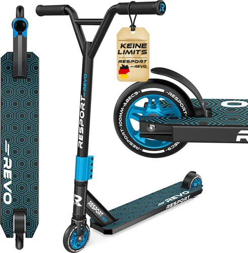 RE:SPORT® Stunt Scooter REVO – Profi Kickscooter für Kinder & Erwachsene mit 100mm PU-Rädern - Robuster Stunt Scooter mit leichtem Aluminiumrahmen, rutschfestem Deck und 100mm Rollen. Ideal für Tricks und Stunts in Skateparks und auf der Straße. Perfekte Stabilität und Kontrolle für Einsteiger und Fortgeschrittene.