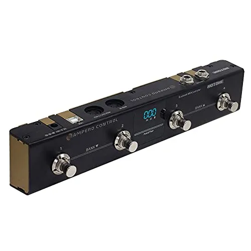 HOTONE MIDI Fußcontroller Pedal Bluetooth Ampero Control 4-Taste - Kompakter 4-Fußschalter mit Bluetooth für vielseitige MIDI-Steuerung. 100 Preset-Bänke und flexible Umschaltmöglichkeiten für kreative Anwendungen. Ideal für Musiker, die Effekte und Setups schnell anpassen möchten.
