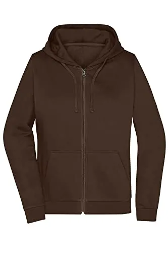 Damen Basic Kapuzen-Sweatjacke JN755 - Braun, Größe 3XL - Sweatshirts mit Kapuze in braun, Gr. 3XL | Angenehme Sweat-Qualität und leicht tailliert, ideal für Freizeit und Sport.
