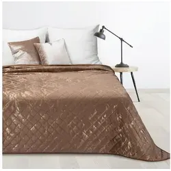 Design91 Tagesdecke Mikrofaser - Glamour Marmor in Beige-Braun - Bettdecken in stilvollem Karomuster, aus 100% Polyester, ideal für ein elegantes Schlafzimmerambiente und sorgt für angenehme Wärme.