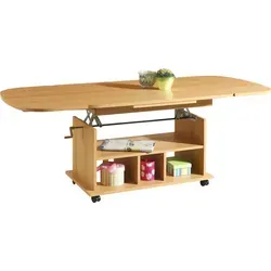 Hela Funktionscouchtisch Babsi - Höhenverstellbar & Ausziehbar - Beistelltisch fürs Wohnzimmer, flexibel in der Höhe von 53-63cm und ausziehbar von 107-157cm, ideal für jede Gelegenheit und auf Rollen für einfache Handhabung.