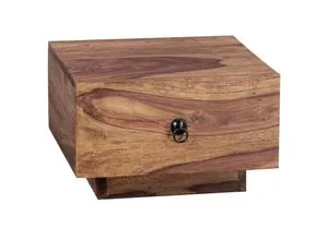 KADIMA DESIGN Massivholz Nachttisch NAKO - Nachttisch im Landhausstil, handgefertigt aus massivem Sheeshamholz, mit praktischer Schublade für zusätzlichen Stauraum.