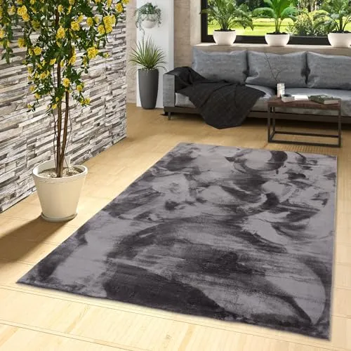 Luxus Super Soft Fellteppich Pearl Anthrazit von Pergamon - Teppich für Wohnzimmer, aus 100% Polyester, gewebt, parkett- und laminatschonend, ideal für Fußbodenheizungen und sehr pflegeleicht ohne Fussel.