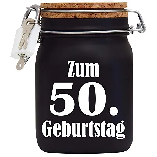 Spardose zum 50. Geburtstag Geld Geschenk Idee Schwarz L