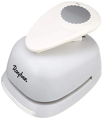 Rayher Hobby 8964300 Motivstanzer Rund/Kreis, mit Zierrand, 6,35cm- 2,5 Zoll, geeignet für Papier/Karton, Transparente