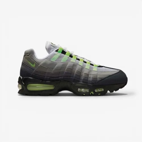 Nike Air Max 95 OG Neon - 45 - Der Nike Air Max 95 OG Neon kombiniert ikonisches Design mit sichtbarer Dämpfung für den Alltag. Perfekt für Streetwear und Sammlungen, bietet er Komfort und einen auffälligen Look in Schwarz/Cool Grey/Neon Yellow.
