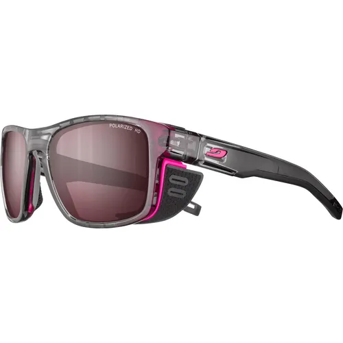 Julbo Shield M Spectron HD 3 Polarized Sonnenbrille grau-neonpink - Stylische Sportbrille für vielseitige Aktivitäten mit Rundumschutz und großem Sichtfeld. Rutschfeste Bügel und angenehmer Tragekomfort machen sie zum idealen Begleiter.
