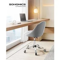 SONGMICS Bürostuhl, hellgrau - Bürostuhl aus Baumwoll-Leinen-Mischgewebe, ideal für Schminktische, mit einfacher Selbstmontage und elegantem Design für Ihr Home Office.