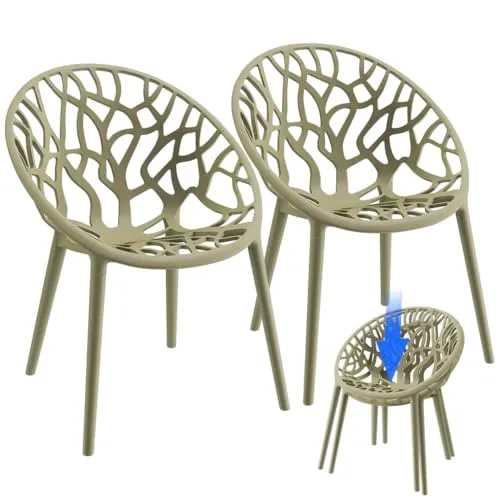 STEELSØN Gartenstuhl Quanta - Stapelbar, Wetterfest und UV-beständig (2er Set, Olivgrün) - Moderner, stapelbarer Gartenstuhl Quanta von STEELSØN in zeitlosem Olivgrün. Ergonomisches Design für hohen Sitzkomfort und ideal für Garten, Terrasse oder Balkon. Robustes Material sorgt für Langlebigkeit und Pflegeleichtigkeit.