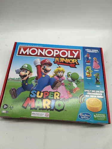 Hasbro Monopoly Junior Super Mario Edition - Gesellschaftsspiel für Kinder ab 5 Jahren, erkunde das Pilzkönigreich mit Super Mario-Charakteren und erlebe spannende Soundeffekte beim Spielen!