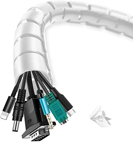 shinfly 2 x 1.5m Kabelschlauch Selbstschließend Weiß, Durchmesser 16mm/22mm Flexibel Kabelkanal mit 1 Drahtführungsclip, Kabelschutz Kabelmanagement für TV Computer - Weiß