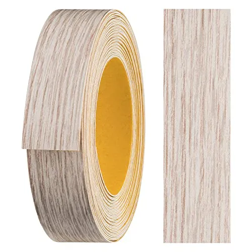 haggiy Melaminkanten-Band selbstklebend 18mm x 5m I Kantenband I Möbelkantenband I Sicherer Halt ohne Bügeln I Kantenumleimer I Furnier für Regalbretter/Holzplatten (Bootega hell)
