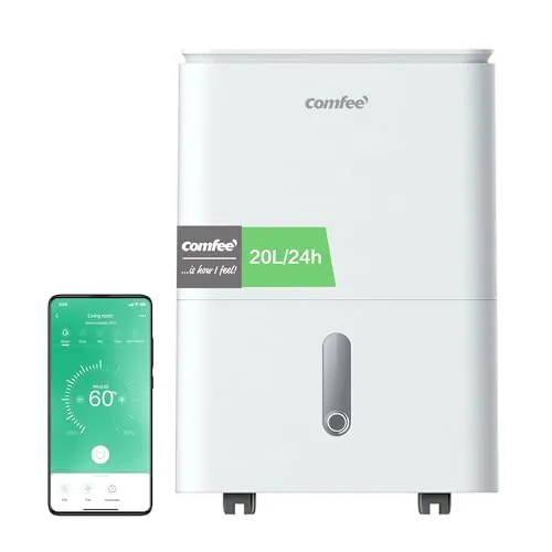 COMFEE' Luftentfeuchter Easy Dry 20L/Tag - Luftentfeuchter, 4 Modi und 3L Tank, ideal für Räume bis 40㎡, sorgt für ein angenehmes Raumklima und trocknet Wäsche schnell.
