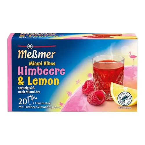 Meßmer Ländertee Miami Vibes | Früchtetee mit Himbeer-Zitronen-Aroma | 20 Teebeutel | spritzig-süß