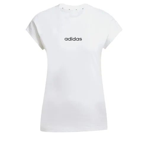 adidas Damen Essentials Linear Cotton Shirt, White/Black, M
