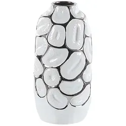 Beliani Dekovase, Weiß, Stein, Mode, 28 cm, Dekoration, Vasen, Keramikvasen