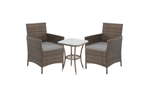 SVITA Balkonset BROOKLYN Mini - 3-teiliges Polyrattan Set mit Kissen - Balkonmöbel-Set mit 1 Tisch und 2 Stühlen, aus langlebigem Polyrattan, inklusive bequemer Kissen für zusätzlichen Komfort. Ideal für kleine Balkone.